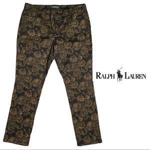 Lauren Ralph Lauren Black & Gold Paisley Pants